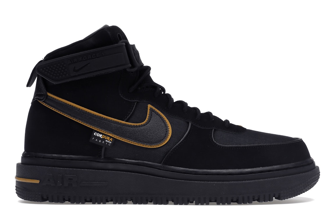 Pre-owned Nike Air Force 1 Boot Cordura Black Gold In Black/black/gold