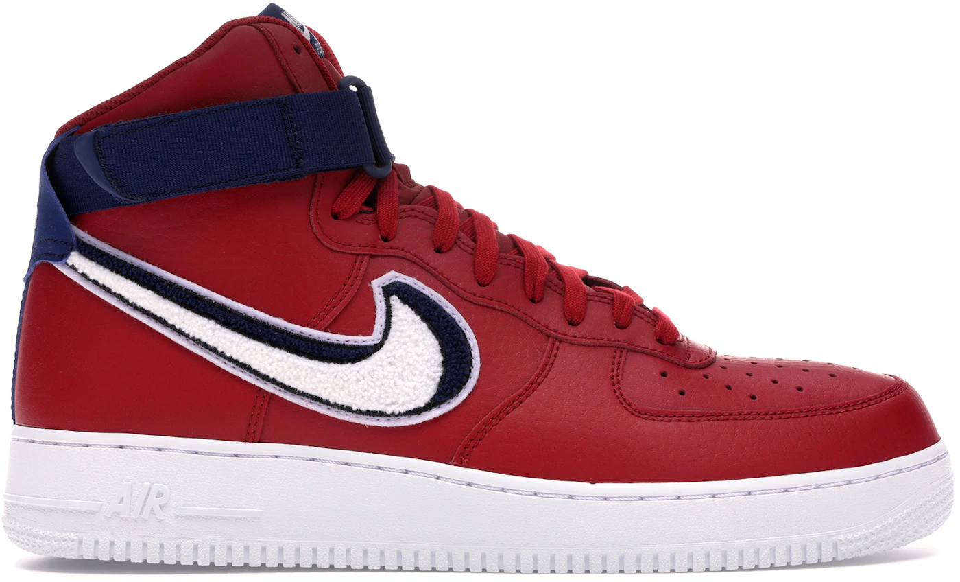Nike Air Force 1 High 3D Chenille Swoosh Red White Blue Men's - 806403 ...