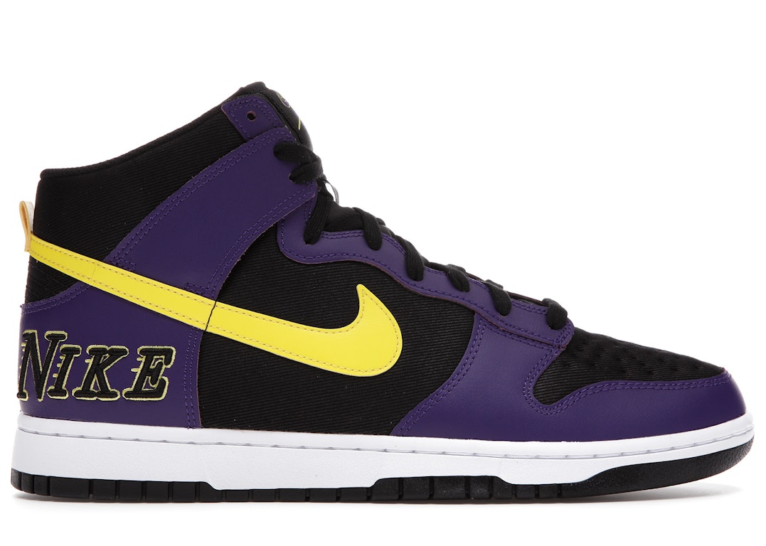 Pre-owned Nike Dunk High Emb Lakers In Black/court Purple/varsity Yellow