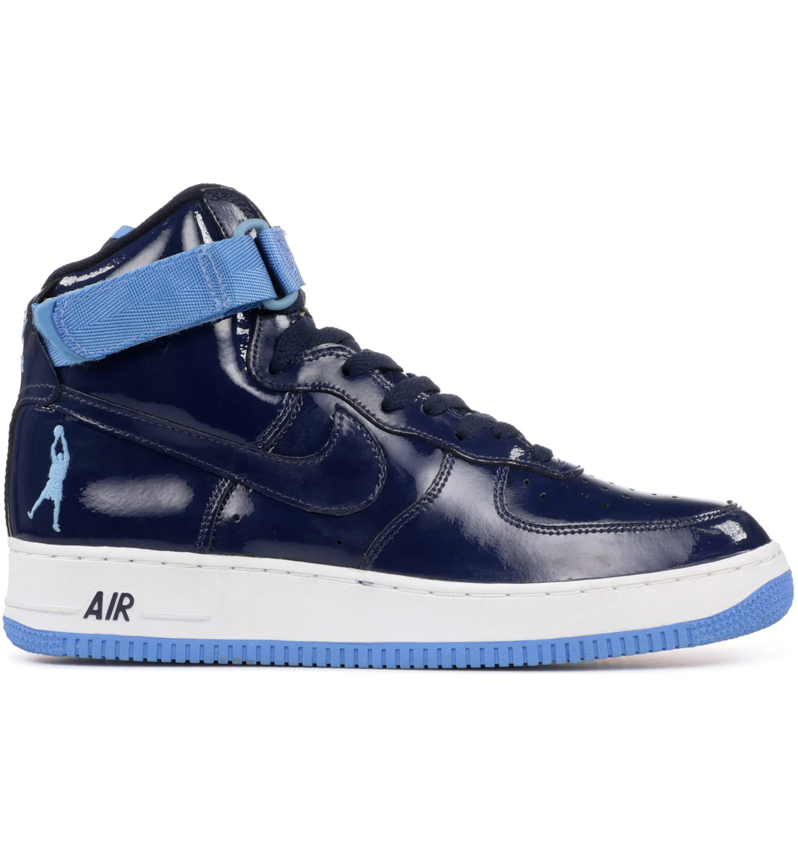 Navy blue and yellow 2024 air force ones high top