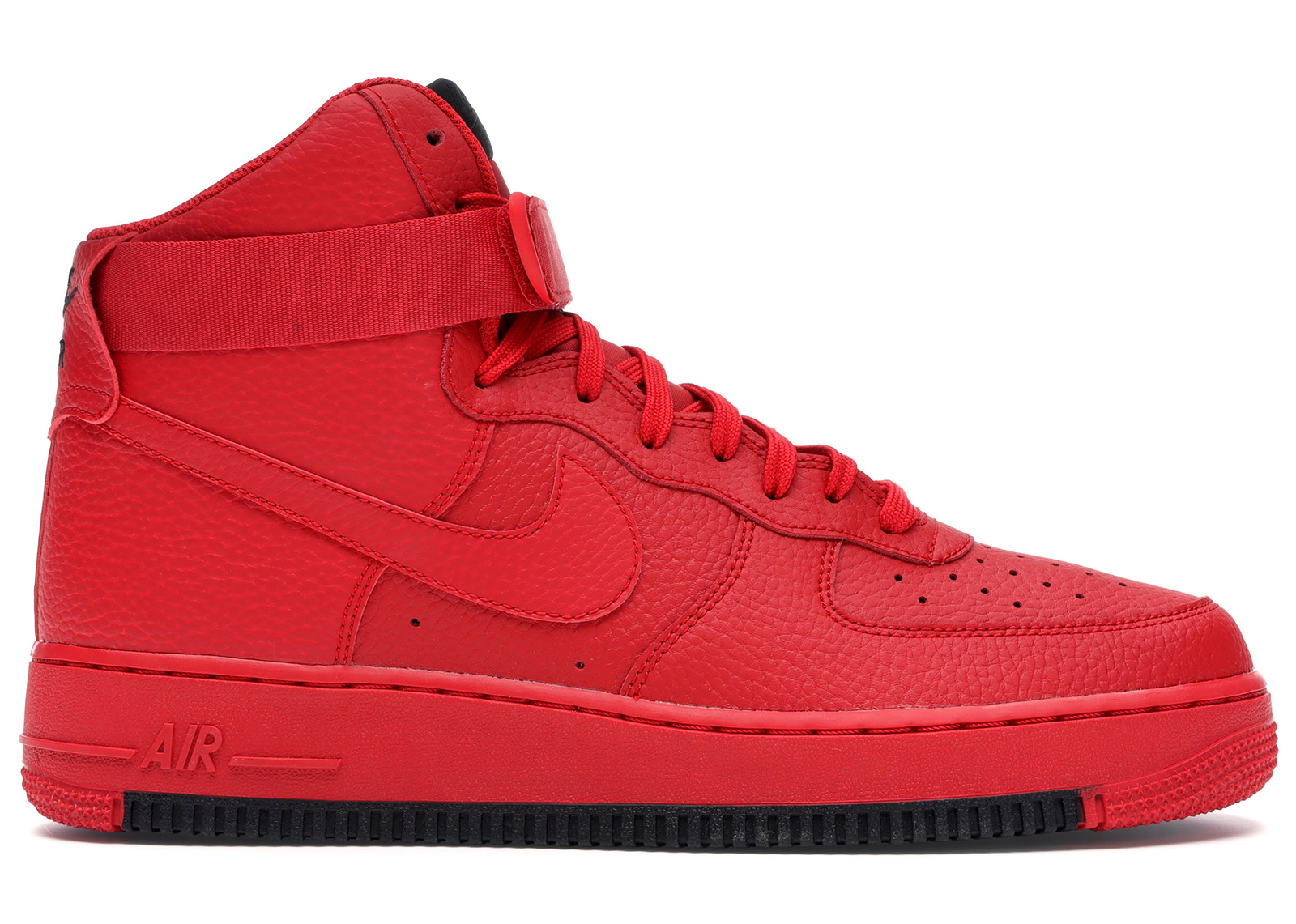 high top black air force ones with red bottom