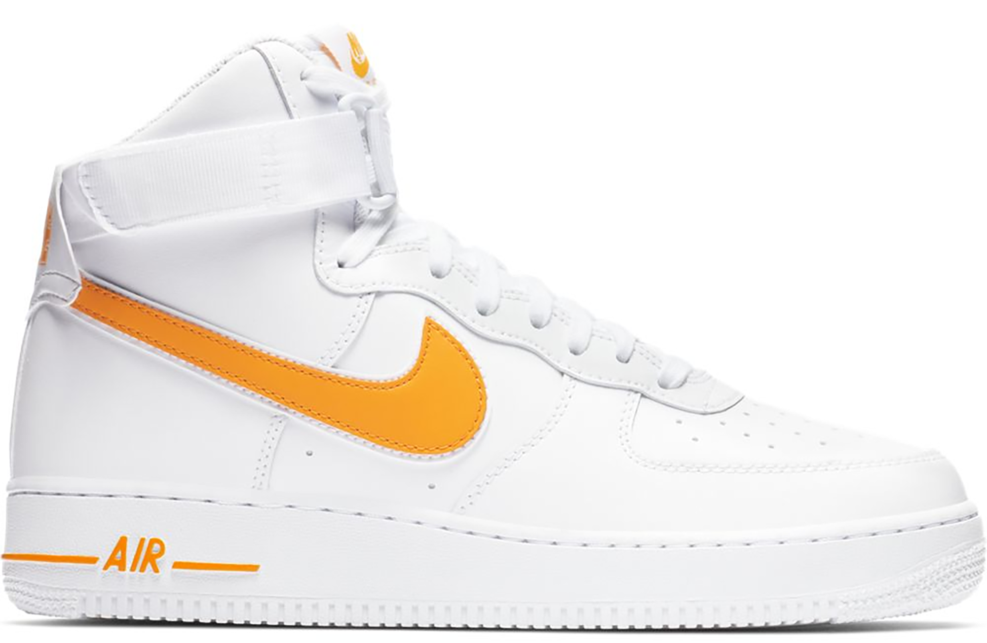 white and yellow high top air force ones