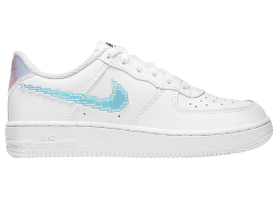 Pre-owned Nike Air Force 1 Lv8 Digital Swoosh (gs) In White/multi-color/black