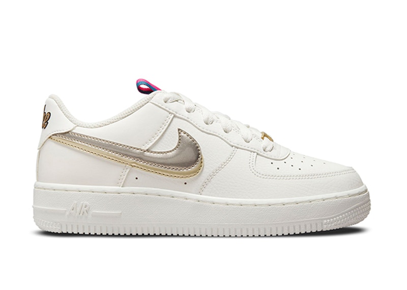 Nike Air Force 1 LV8 Double Swoosh Silver Gold (GS) キッズ