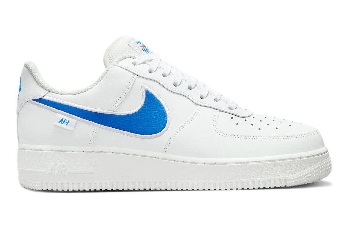 Pre-owned Nike Air Force 1 Low '07 Blue Label White In Summit White/safety Orange/photo Blue