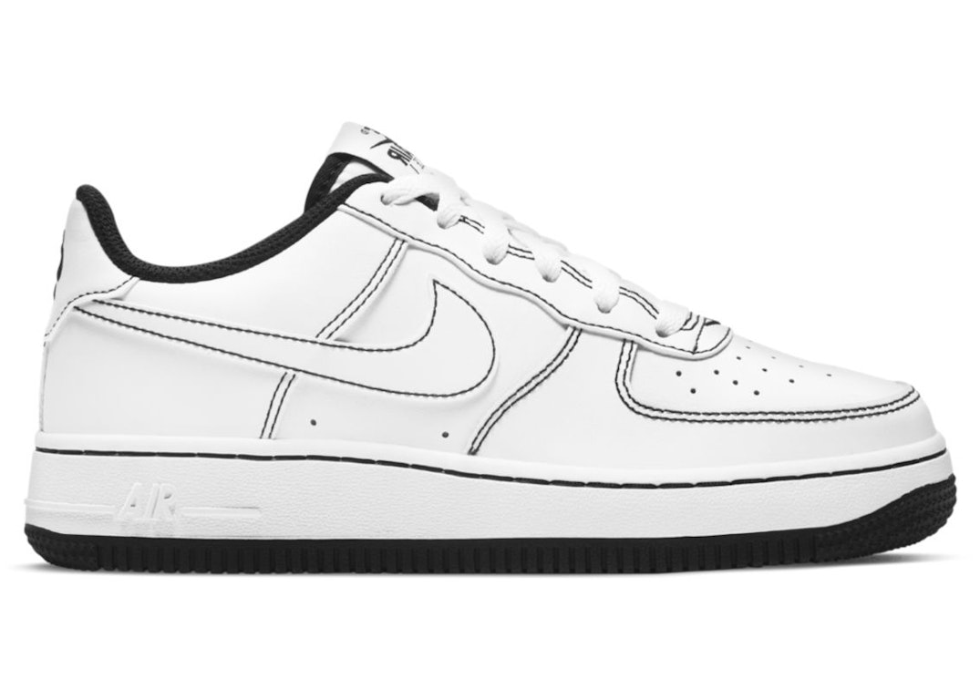 Pre-owned Nike Air Force 1 Low 07 Contrast Stitch White Black (gs) In White/white/black