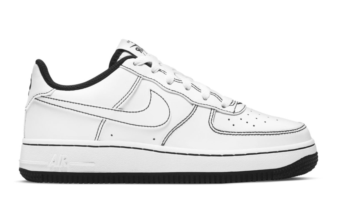 Pre-owned Nike Air Force 1 Low 07 Contrast Stitch White Black (gs) In White/white/black