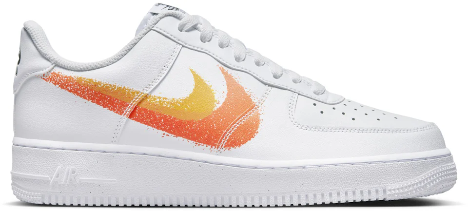 Nike Air Force 1 Low '07 Spray Paint Swoosh White Safety Orange Homme ...