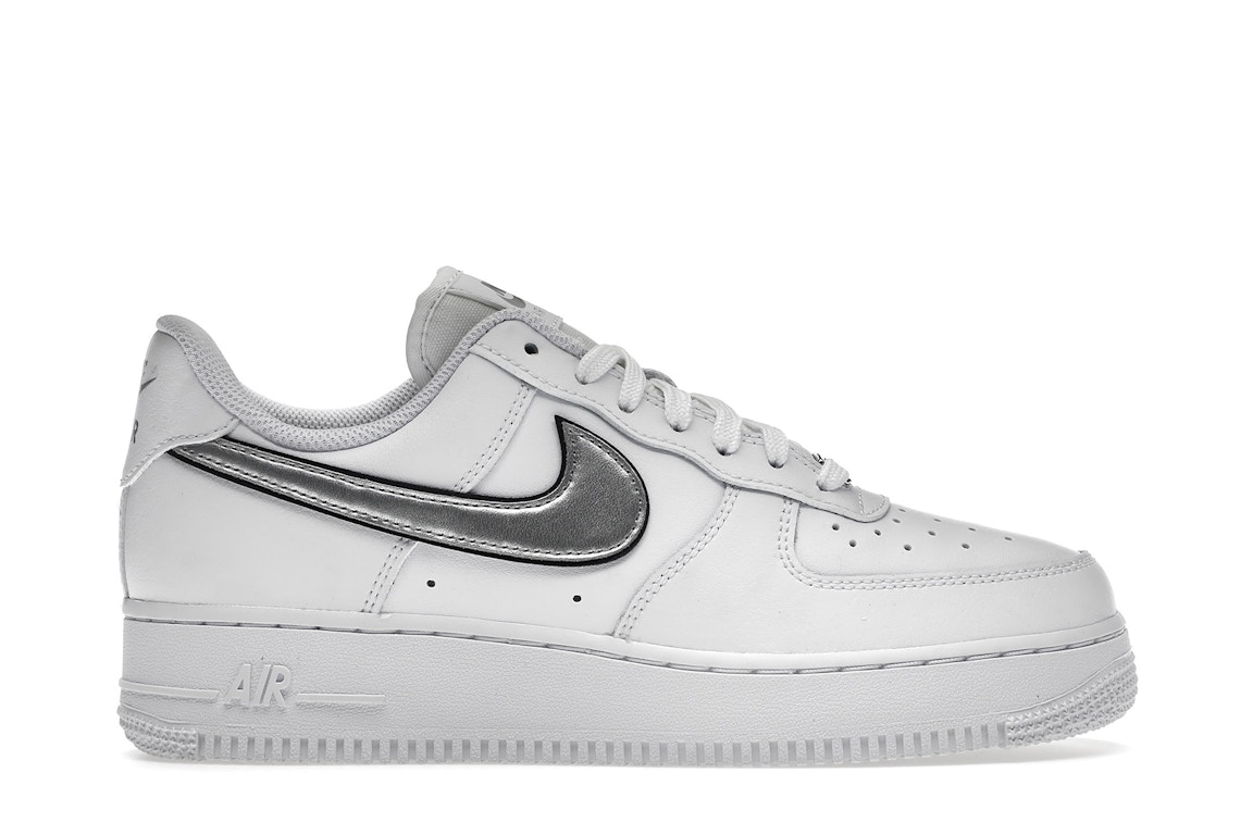 Pre-owned Nike Air Force 1 Low '07 Essential White Metallic Silver Black (women's) In White/black/metallic Silver