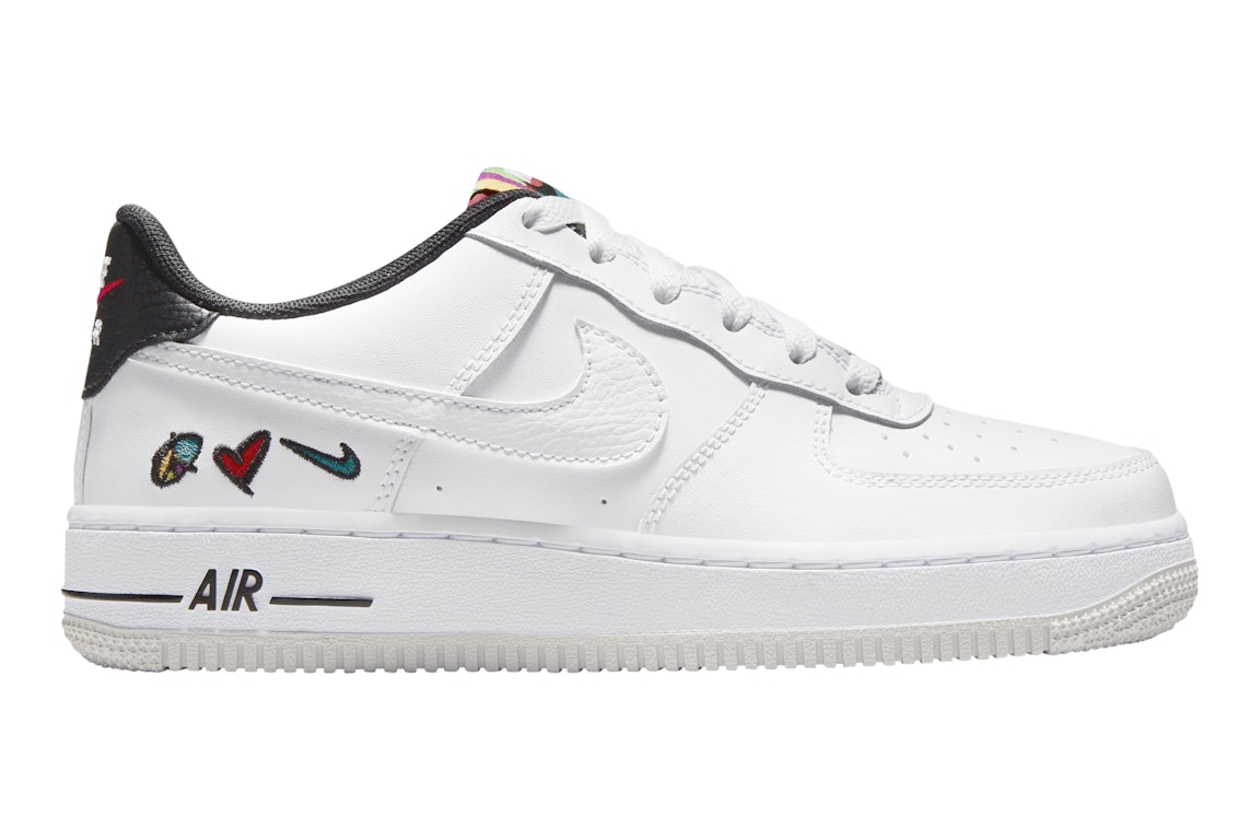 Pre-owned Nike Air Force 1 Low '07 Lv8 3 Peace, Love, Swoosh (gs) In White/university Red/university Gold