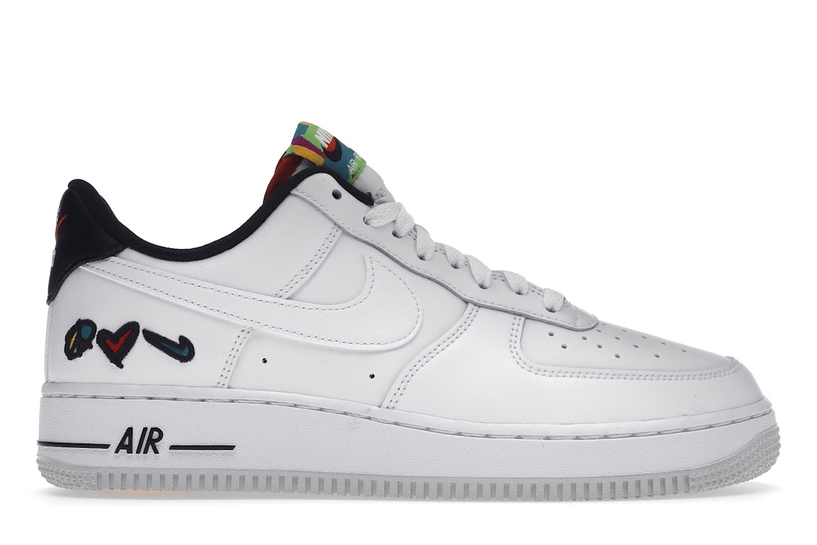 Pre-owned Nike Air Force 1 Low '07 Lv8 3 Peace, Love, Swoosh In White/university Red/university Gold
