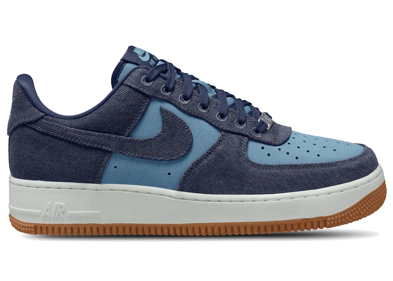 Men's Nike Air Force 1 Low '07 LV8 Denim Sneakers in Navy/Worn Blue/Summit White