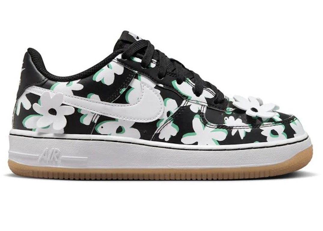 Pre-owned Nike Air Force 1 Low '07 Lv8 Flowers (gs) In Black/spring Green/gum Light Brown