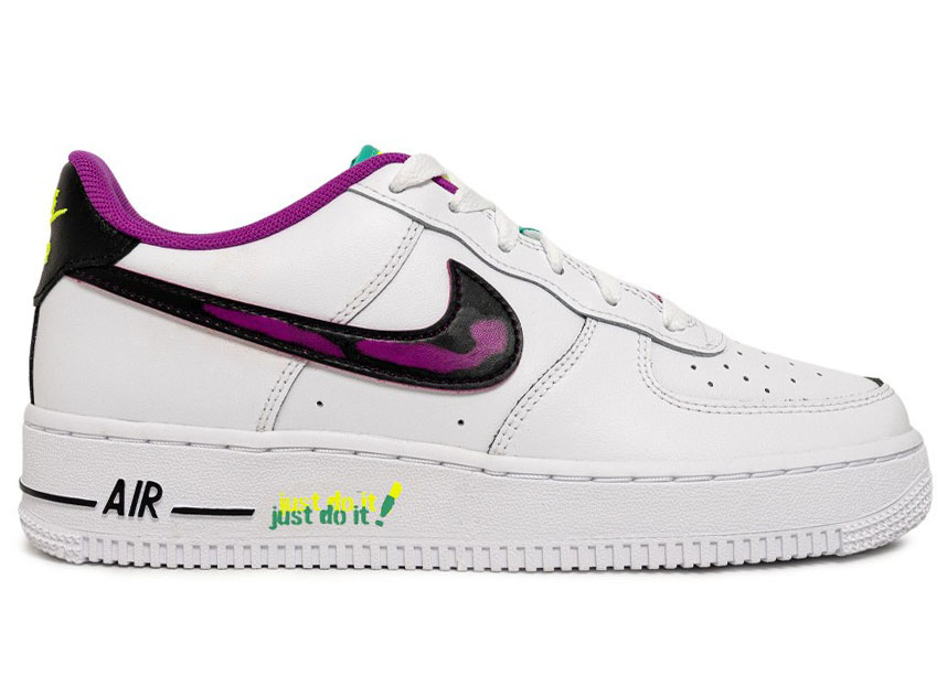 Nike Air Force 1 Low '07 LV8 Just Do It! White Vivid Purple (GS 