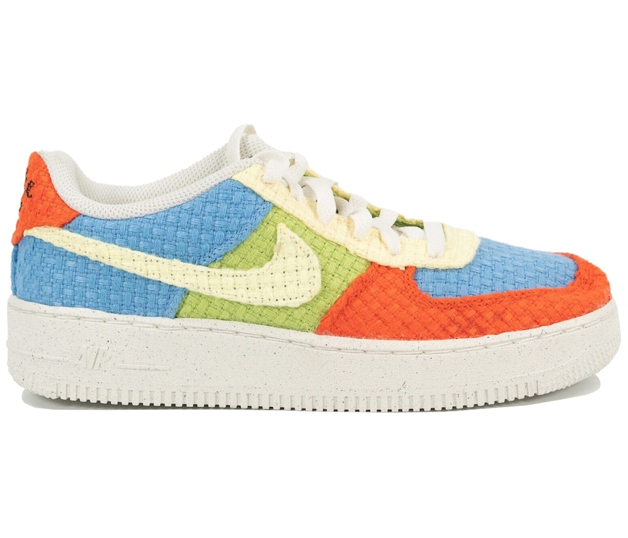 Pre-owned Nike Air Force 1 Low '07 Lv8 Next Nature Multi-color (gs) In University Blue/vivid Green/team Orange