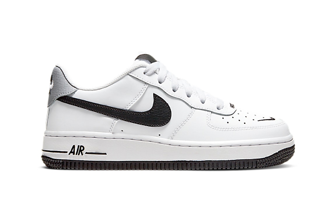 Pre-owned Nike Air Force 1 Low '07 Lv8 White Black Mini Swoosh (gs) In White/black/wolf Grey