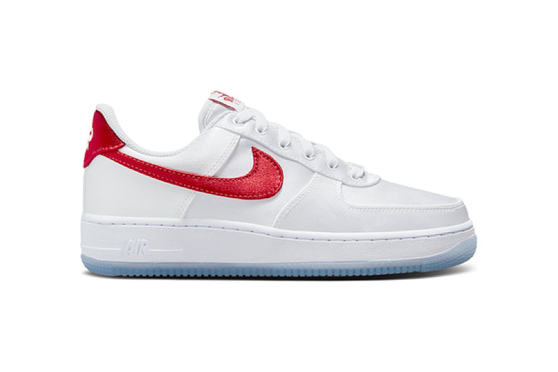Pre-owned Nike Air Force 1 Low '07 Satin White Varsity Red (women's) In White/varsity Red