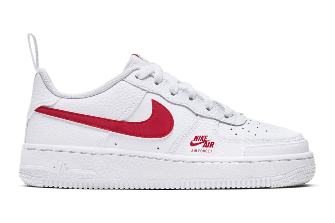 Pre-owned Nike Air Force 1 Low 07 White University Red (gs) In White/light Smoke Grey/university Red