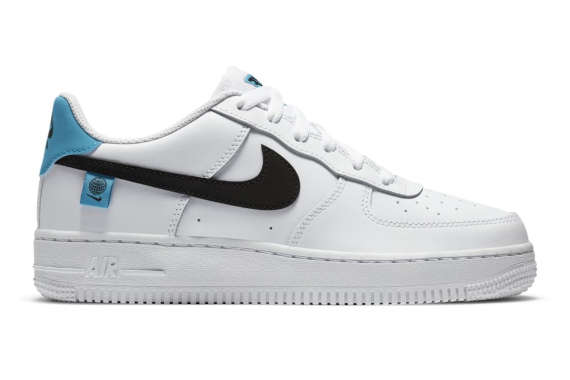 Pre-owned Nike Air Force 1 Low 07 Worldwide Pack Blue Fury (gs) In White/blue Fury/black