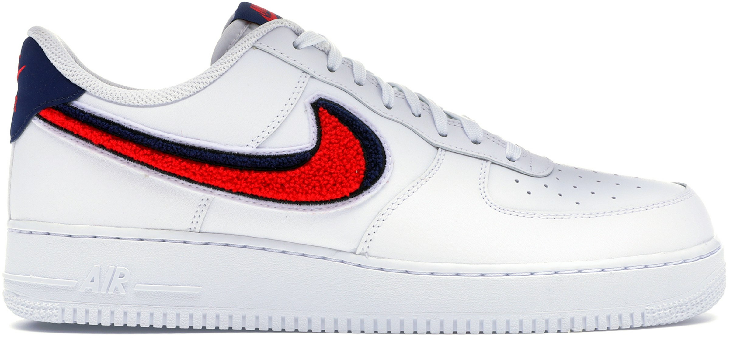 Nike Air 1 Low Chenille Swoosh White Red Blue Men's - 823511-106 - US