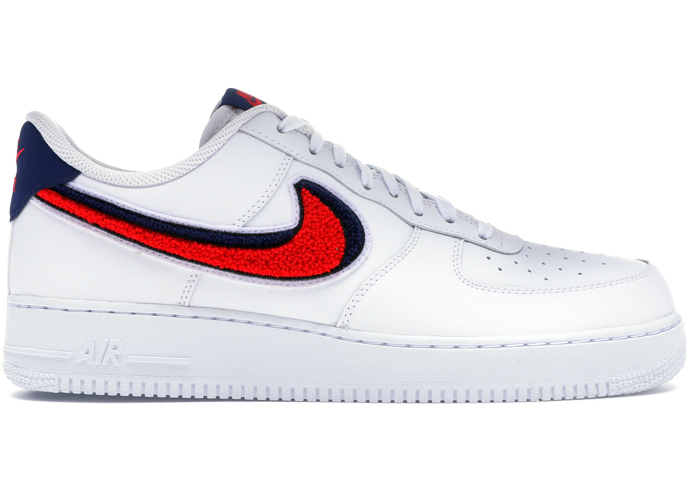 lógica referencia raro Nike Air Force 1 Low 3D Chenille Swoosh White Red Blue Men's - 823511-106 -  US