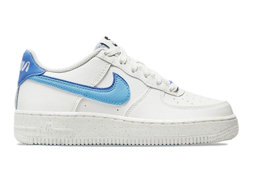 Pre-owned Nike Air Force 1 Low 82 Double Swoosh White Medium Blue (gs) In White/medium Blue