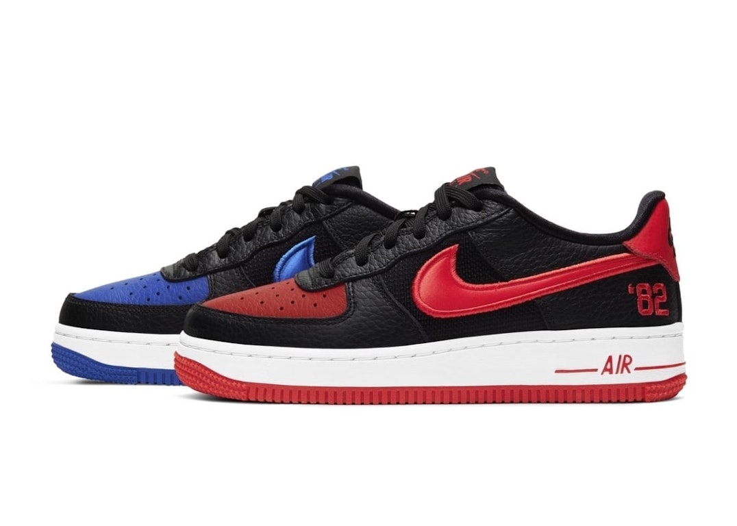 Pre-owned Nike Air Force 1 Low 82 (gs) In Black/multi-color-chile Red