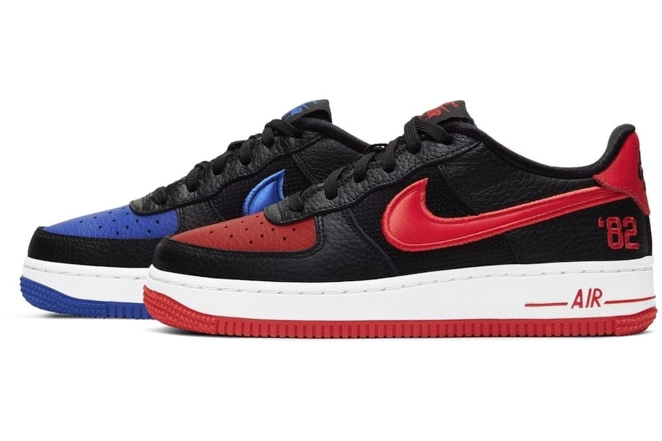 Nike Air Force 1 Low LV8 GS 'Black / Chile Racer Blue' Shoes - Size 6.5Y