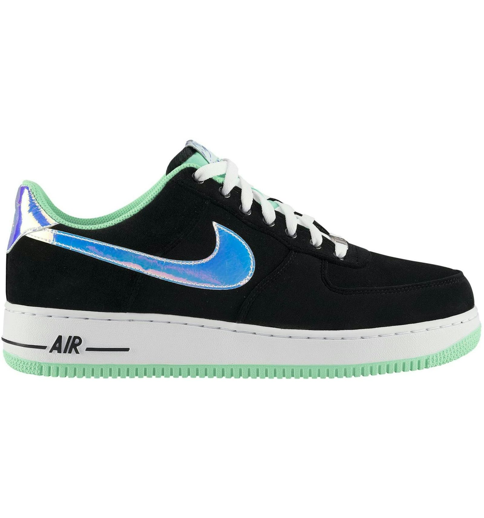 Nike air force 1 low black shiny silver green glow Clearance