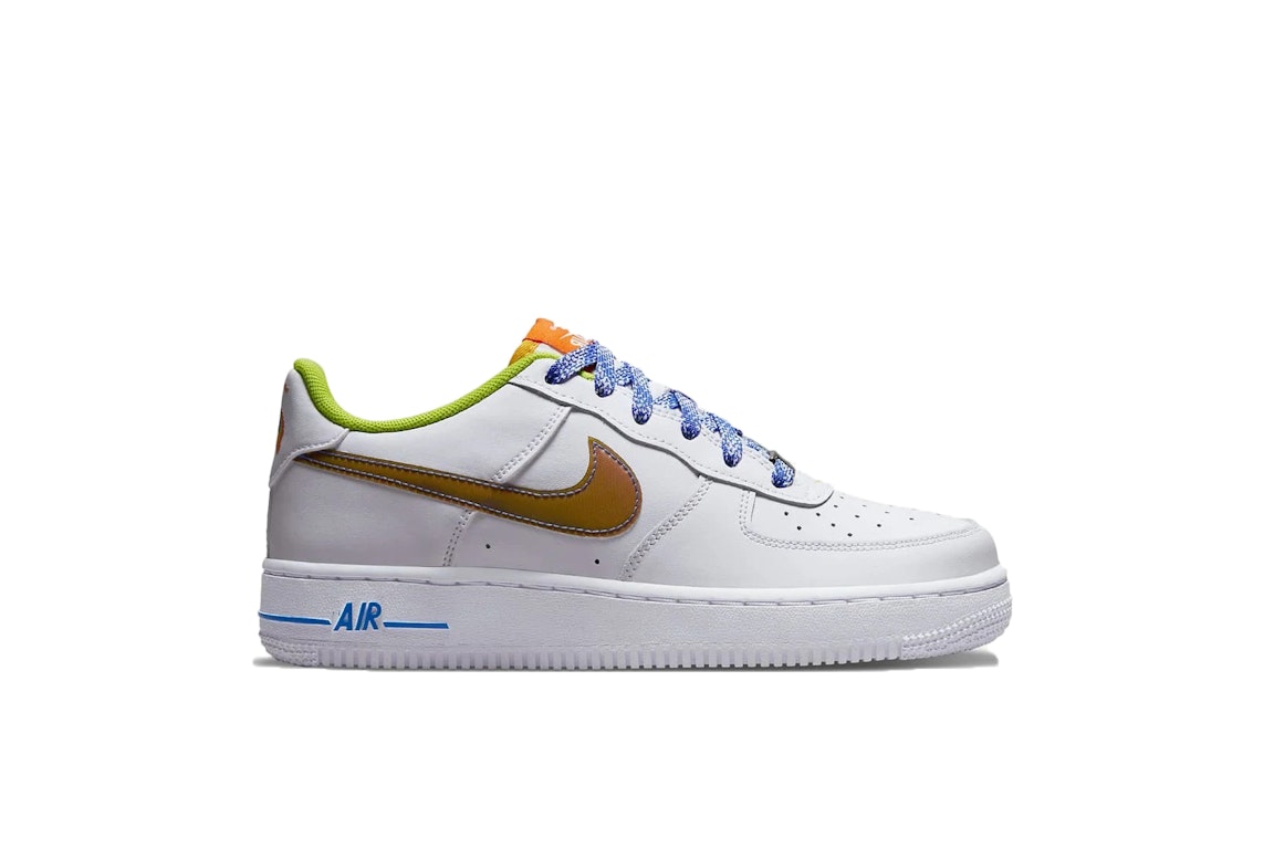Pre-owned Nike Air Force 1 Low Color-shift Swoosh White (gs) In White/medium Blue/magma Orange