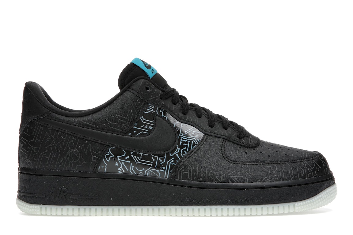 Pre-owned Nike Air Force 1 Low Computer Chip Space Jam In Black/light Blue Fury-black