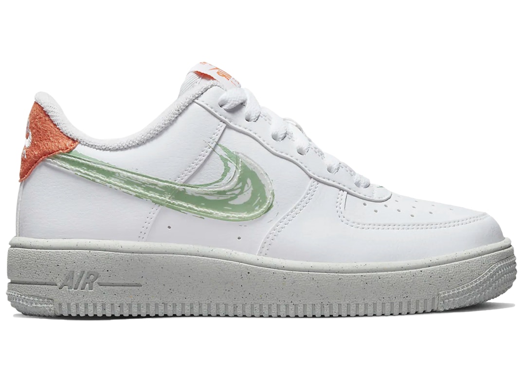 Pre-owned Nike Air Force 1 Low Crater Brushstroke (gs) In White/orange Trance/sail