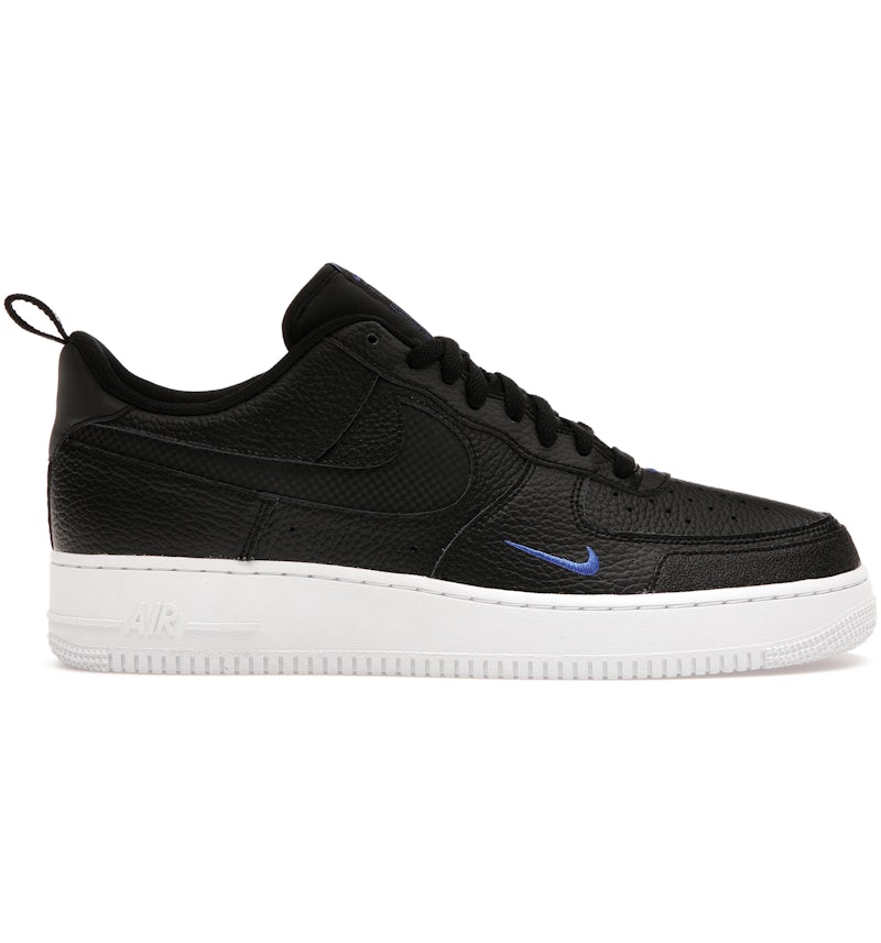 Nike Air Force Low Cut Out Reflective Swoosh Black Blue Men's