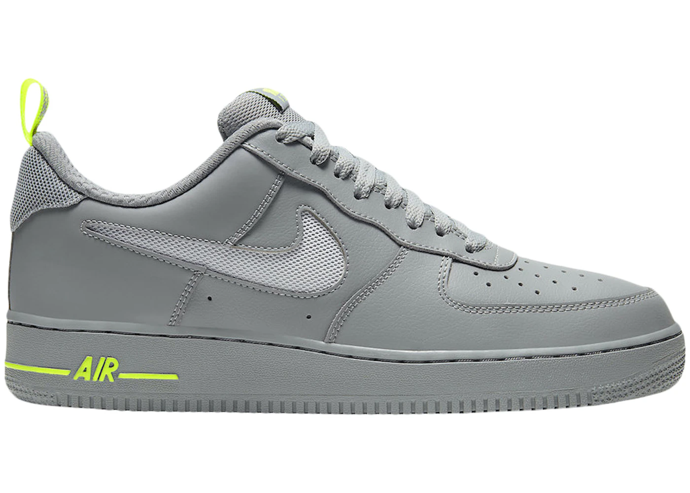 Nike Air Force 1 Low Cut Out Swoosh Particle Grey Volt Men's - DC1429-001 - US
