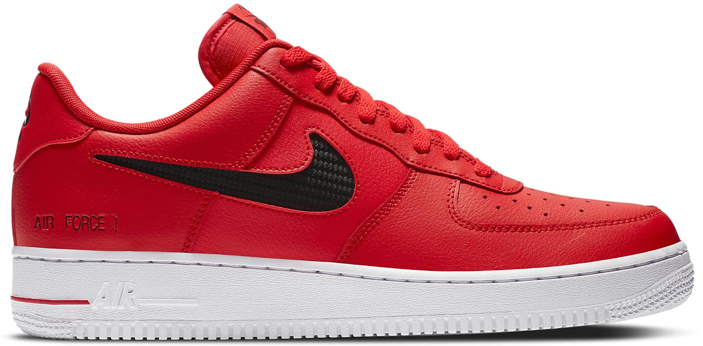 Nike Air Force 1 Low Cut Out Swoosh Red Black Men's - CZ7377-600 - US