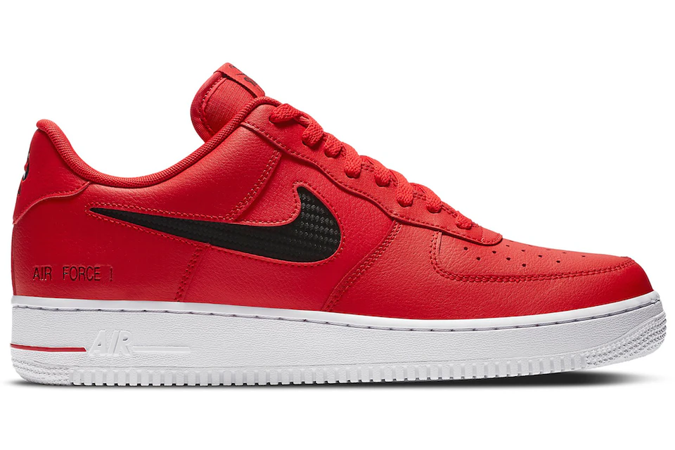 Nike Force 1 Low Cut Out Swoosh Red Black - CZ7377-600 -