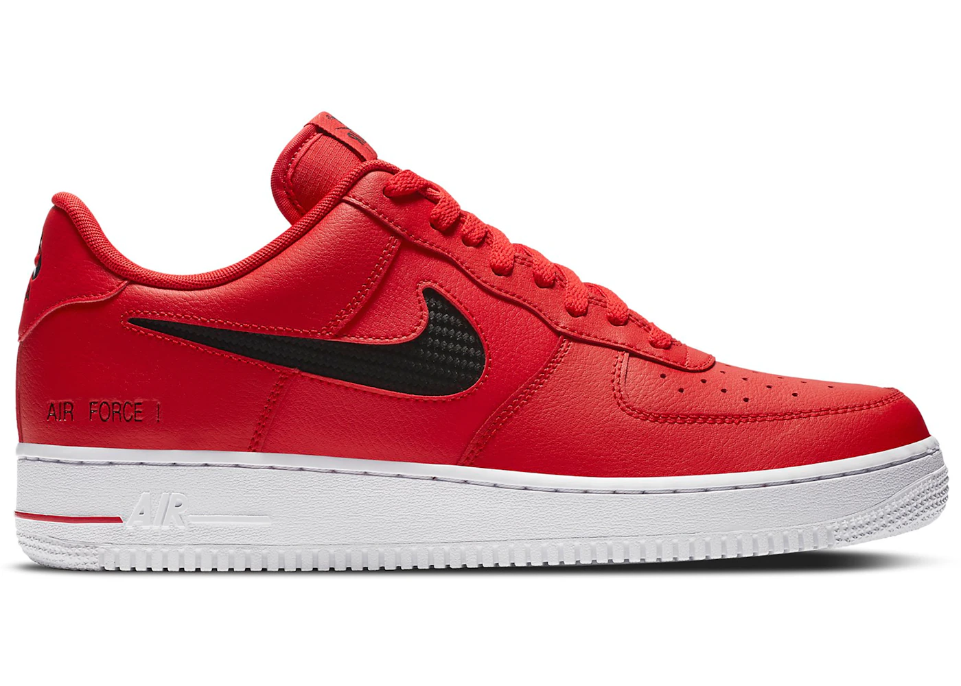 Nike Air Force 1 Low Cut Out Swoosh Red Black Men's - CZ7377-600 - US
