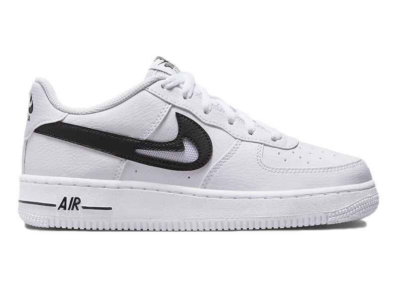 Nike Air Force 1 Low Cut Out Swoosh White Black (GS) Kids