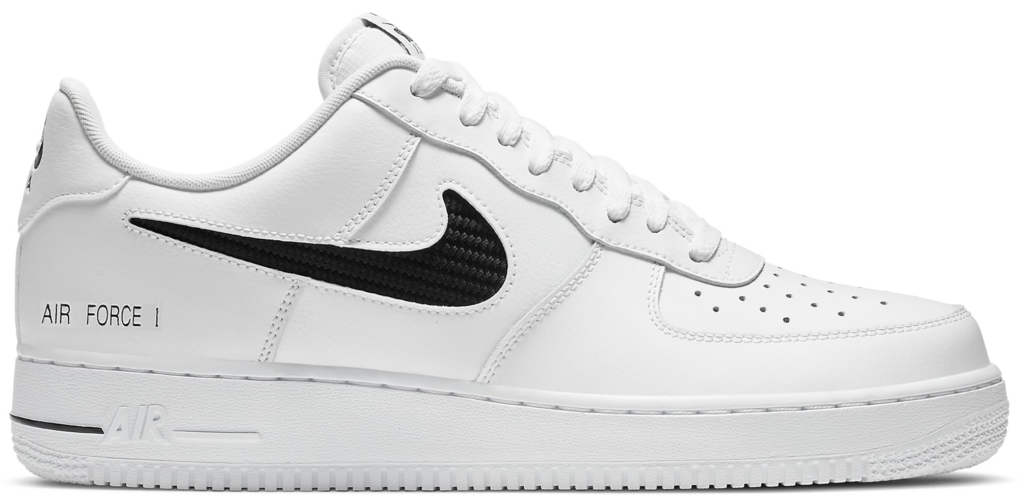 Nike Air Force 1 Low Cut Out Swoosh White Black - CZ7377-100