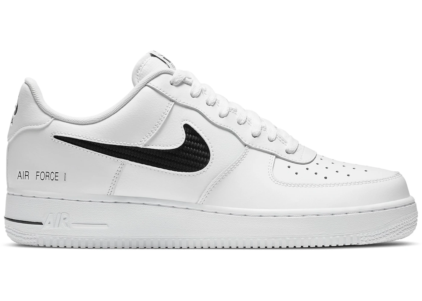Nike Air Force 1 Low Cut Out Swoosh White Black
