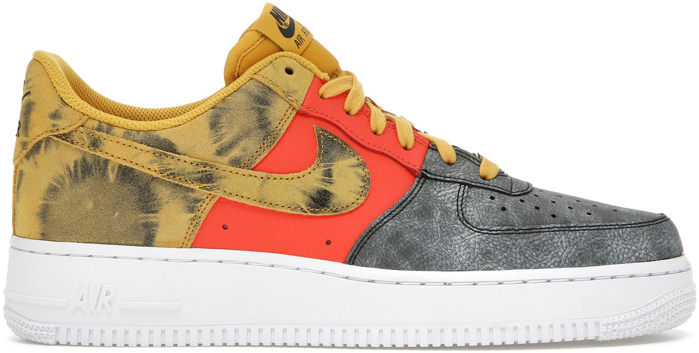 Nike Air Force 1 Black & Yellow Suede Hot Flame Sneakers 