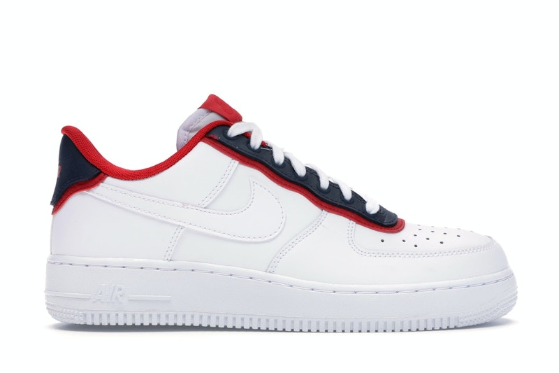 Pre-owned Nike Men's Air Force 1 Low Double Layer Red Sneakers In White/obsidian/university Red