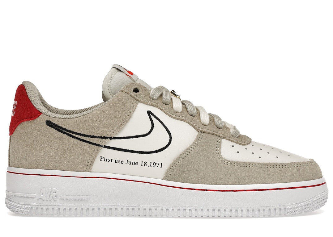 Pre-owned Nike Air Force 1 Low First Use Light Sail Red In Light Stone/black-sail-university Red