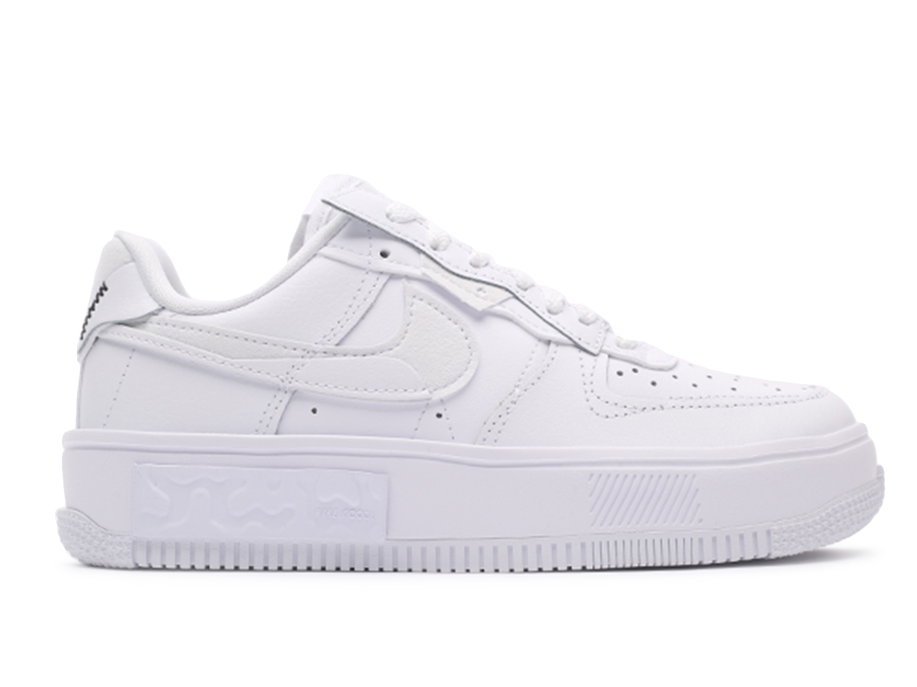 nike triple white with printed swoosh air force