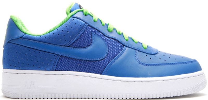 blue and green air force ones