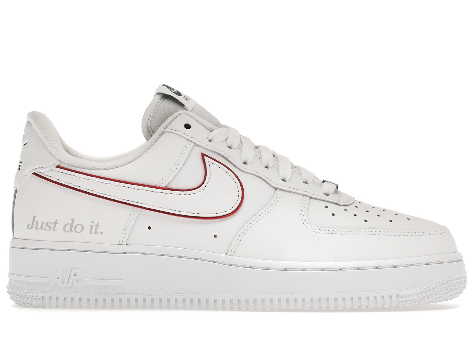 Nike Air Force 1 Low Just Do It White Noble Green Metallic Silver  University Red