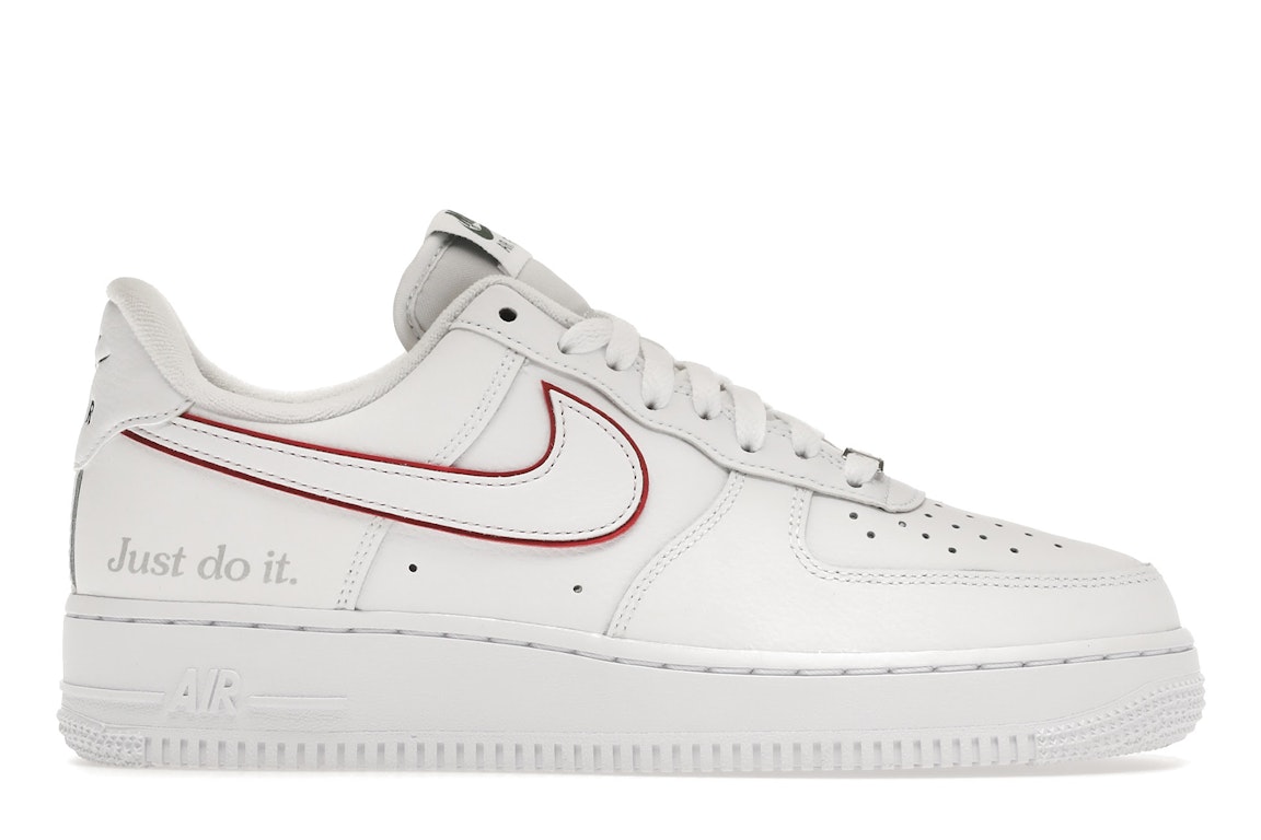 Pre-owned Nike Air Force 1 Low Just Do It White Noble Green Metallic Silver University Red In White/noble Green/metallic Silver