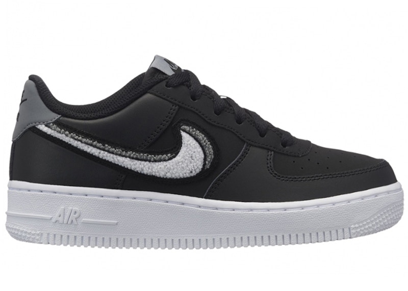 Nike Air Force 1 Low LV8 Chenille Swoosh Black GS AO3620 001 US