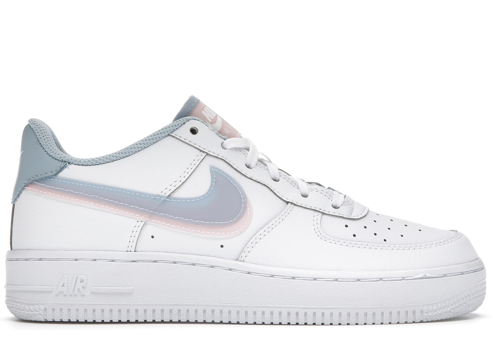 white air force 1 with light blue swoosh