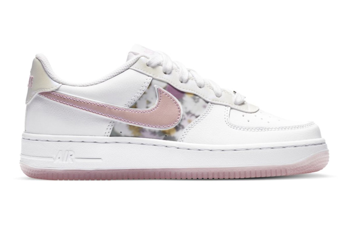 Pre-owned Nike Air Force 1 Low Lv8 Floral (gs) In White/metallic Silver/light Arctic Pink